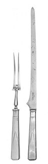 * An English Cased Silver-Plate Carving Set, Roberts & Belk Ltd., Sheffield, 20th Century, comprising a carving fork and knif