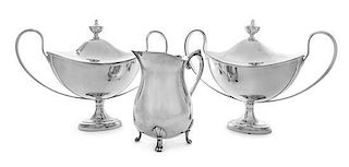 * Three Silver-Plate Table Articles, Various Makers, comprising two sauce tureens and a water pitcher, Leonard Silver Mfg. Co