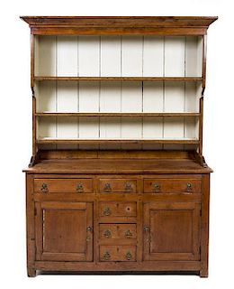 * A Provincial Painted Cupboard Height 82 1/8 x width 63 1/4 x depth 13 1/2 inches.