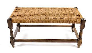 * A Provincial Style Oak Bench Width 25 inches.
