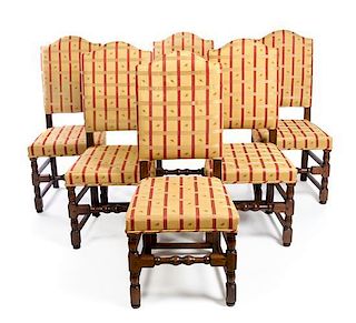 * A Set of Six William and Mary Style Oak Dining Chairs Height 40 inches.