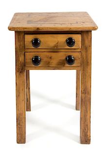 * A Rustic Style Pine Side Table Height 29 x width 20 1/2 x depth 15 inches.