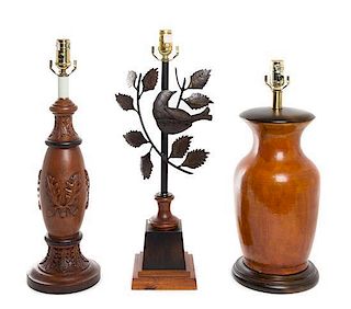 * A Group of Three Table Lamps Height of tallest 23 3/4 inches.