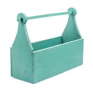 * A Painted Wood Tool Caddy Height 13 1/4 x width 12 3/4 inches.