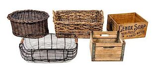 * A Group of Decorative Baskets Width of widest 27 inches.