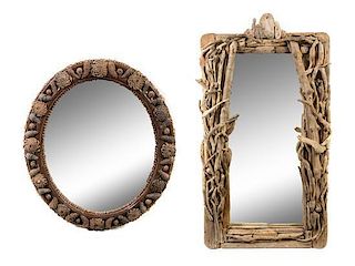 * Two Rustic Style Wood Mirrors Largest 48 1/2 x 26 inches.