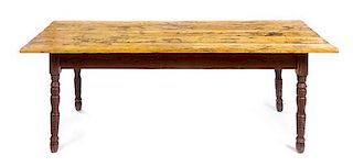 * An American Painted Farm Table Height 27 1/2 x width 80 x depth 37 inches.