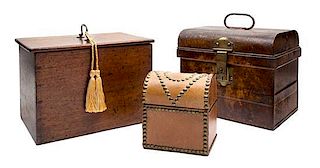 * A Group of Four Decorative Boxes Largest height 9 1/2 x width 12 x depth 8 1/2 inches.