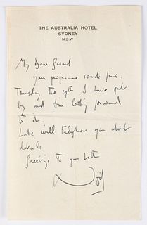 Coward, Noel (1899-1976) Autograph Letter Signed