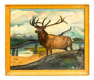 * Polly Vose and Artist Unknown, (20th Century), Elk, 1954 and Moose in a Landscape