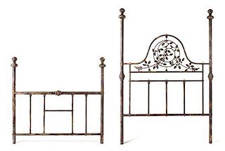 * A Painted Metal Bed Frame Height of headboard 62 x width 61 inches.