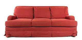 * A Modern Upholstered Three-Seat Sofa Height 38 x width 83 x depth 42 inches.