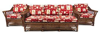 * A Suite of Wicker Furniture Height of sofa 34 x width 81 inches.