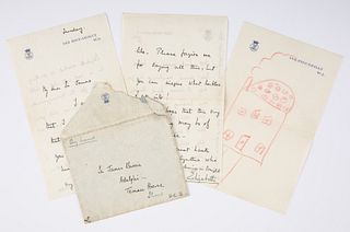 QE II Drawing & Queen Mother Letter to James Barrie
