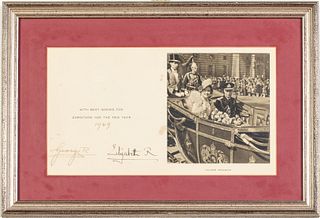 George VI and Elizabeth Signed Christmas Card