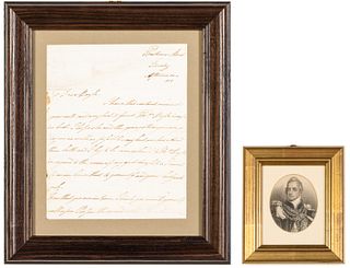 William IV Letter Dated 1808 and Etching 