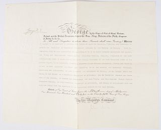 George V (1865-1936) Document Signed 