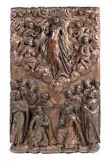 * An Italian Baroque Carved Beechwood Panel Height 44 x width 28 inches.