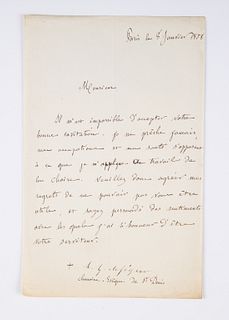 de Segur, Louis Gaston Autograph Letter Signed