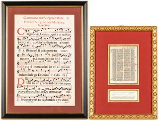 16th C Manuscript Page and Early Sheet of Music