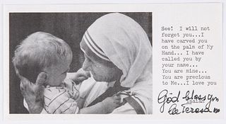 Mother Teresa (1910-1997) Signed Prayer Card