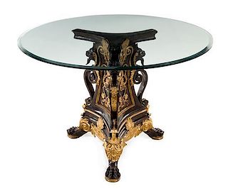 * A Renaissance Revival Style Parcel Gilt Center Table Height 32 inches.