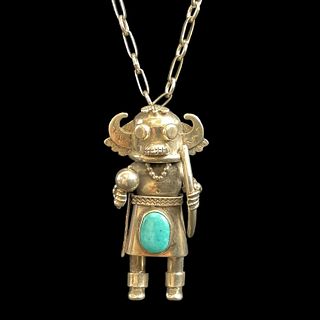 Signed Michael Horse Sterling Necklace with Turquoise 