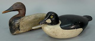 Two duck decoys. 
(one with repaired neck) 
lengths 13 1/4 inches and 13 1/2 inches