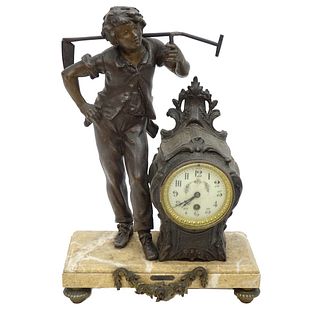 After: Louis Moreau (1855 - 1919) Bronze Clock