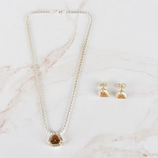 Citrine, 18K and Silver Necklace & Earrings
