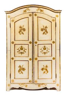 * A Venetian Painted Armoire Height 82 x width 54 x depth 22 inches.