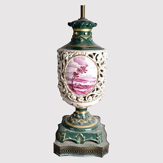 Italian Pierced Pottery Lamp