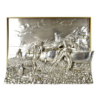 Valenti & Co Sterling Silver-Clad Plaque Fishing