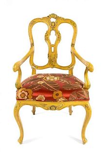 * A Venetian Painted Armchair Height 39 1/2 inches.