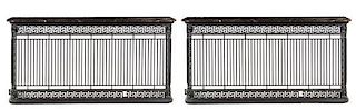 * A Pair of Iron Balcony Grate Console Tables Height 42 x width 83 x depth 14 inches.