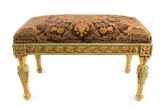 * An Italian Painted Bench Height 20 x width 32 x depth 19 1/2 inches.