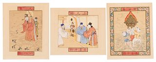 TRIO OF CHINESE PITH PAINTINGS
