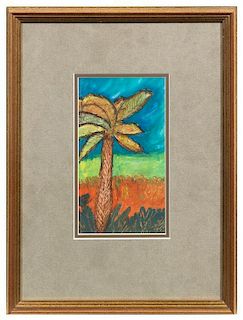 * Artist Unknown, (20th Century), Beach Scene and Palm Tree (two works)