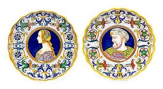 * Two Italian Faience Chargers Diameter 18 1/4 inches.