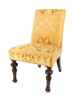 * A William IV Style Damask Upholstered Side Chair Height 37 inches.
