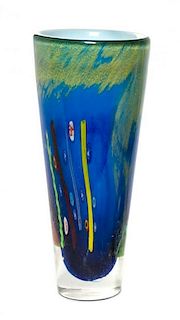 * A Contemporary Studio Art Glass Vase Height 11 5/8 inches.