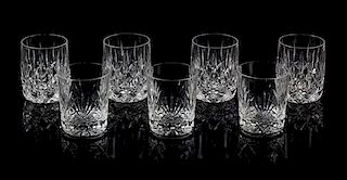 * A Set of Seven Cut Glass Tumblers Height of tallest 4 inches.