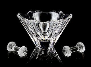 * Three Glass Table Articles Height of vase 5 inches.