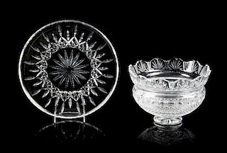 * Two Waterford Glass Table Articles Diameter of charger 12 1/2 inches.