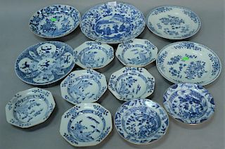 Thirteen piece lot of Chinese blue and white porcelain to include a deep plate, Chinese plate with five boys (small chip on f