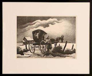 THOMAS HART BENTON (1889-1975) PENCIL SIGNED LITHOGRAPH