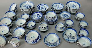 Eighty-two piece group of Chinese export porcelain Nanking and Canton near matching blue and white group to include a set of 