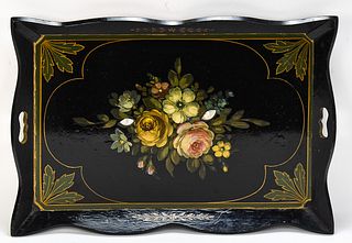  ANTIQUE HAND PAINTED VICTORIAN TRAY