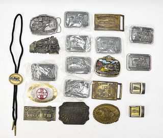 RAILROAD BELT BUCKLES AND BOLO TIE