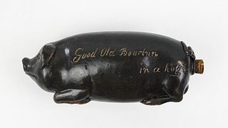 STONEWARE PIG FLASK ATTRIBUTED TO ANNA POTTERY